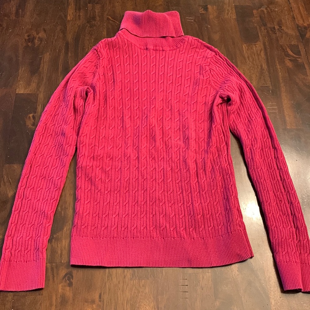 Talbots 100% Pima Cotton wine burgundy cranberry colored turtleneck, size XS